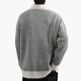 Men's knitted cardigan with V-neck collar