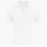 Ribbed knit polo sweater for men with open collar