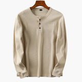 Men's long-sleeve Henley shirt with button placket