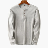 Men's long-sleeve Henley shirt with button placket