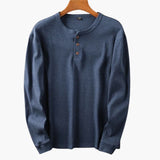 Men's long-sleeve Henley shirt with button placket
