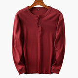 Men's long-sleeve Henley shirt with button placket