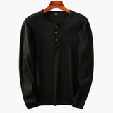 Men's long-sleeve Henley shirt with button placket
