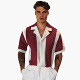 Men's Short Sleeve Shirt with Vertical Stripes