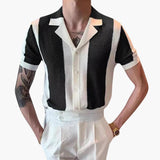 Men's Short Sleeve Shirt with Vertical Stripes