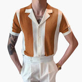 Men's Short Sleeve Shirt with Vertical Stripes