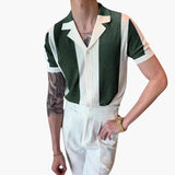 Men's Short Sleeve Shirt with Vertical Stripes