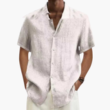 Short-sleeve men's shirt with classic collar and button placket