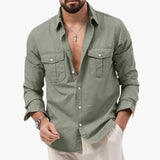 Men's long-sleeve shirt with chest pockets