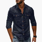 Denim shirt for men with button closure and chest pockets