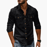 Denim shirt for men with button closure and chest pockets