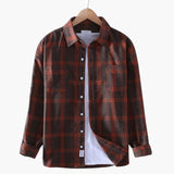 Men's long-sleeve flannel shirt with classic collar