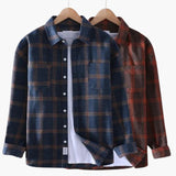 Men's long-sleeve flannel shirt with classic collar