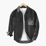 Long-sleeve men's corduroy shirt with buttoned collar