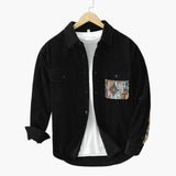 Long-sleeve men's corduroy shirt with buttoned collar