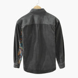 Long-sleeve men's corduroy shirt with buttoned collar