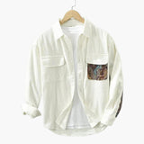 Long-sleeve men's corduroy shirt with buttoned collar