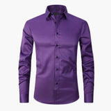 Men's long-sleeve shirt with button closure and pointed collar