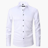 Men's long-sleeve shirt with button closure and pointed collar
