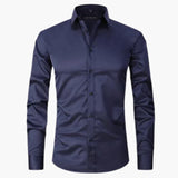 Men's long-sleeve shirt with button closure and pointed collar