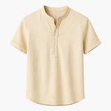Men's shirt with mandarin collar and short sleeves