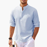Men's shirt with Tunisian collar and three-quarter sleeves