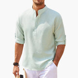 Men's shirt with Tunisian collar and three-quarter sleeves