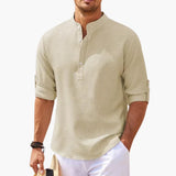Men's shirt with Tunisian collar and three-quarter sleeves
