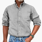 Men's shirt with washed effect and long sleeves
