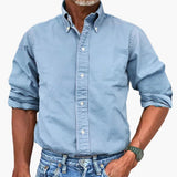 Men's shirt with washed effect and long sleeves