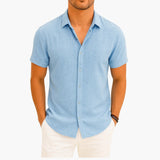 Men's short-sleeve shirt with classic collar