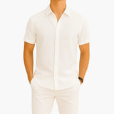 Men's short-sleeve shirt with classic collar