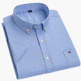 Men's short-sleeve shirt with folded collar and button closure