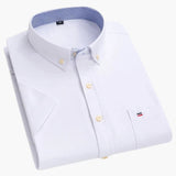Men's short-sleeve shirt with folded collar and button closure