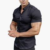 Men's short-sleeve shirt with button closure