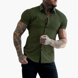 Men's short-sleeve shirt with button closure