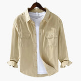 Men's long-sleeve shirt with classic collar and chest pockets