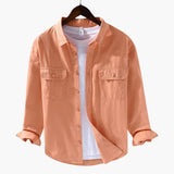 Men's long-sleeve shirt with classic collar and chest pockets