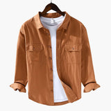 Men's long-sleeve shirt with classic collar and chest pockets