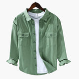 Men's long-sleeve shirt with classic collar and chest pockets