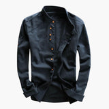 Men's long-sleeve shirt with stand-up collar