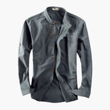 Men's long-sleeve shirt with stand-up collar