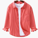 Men's long-sleeve shirt with traditional collar and button closure