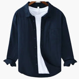 Men's long-sleeve shirt with traditional collar and button closure