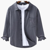 Men's long-sleeve shirt with traditional collar and button closure