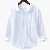 Men's long-sleeve shirt with traditional collar and button closure