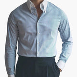 Men's striped shirt with contrast collar
