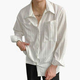 Men's ribbed surface shirt with patch pockets