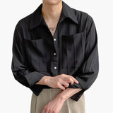 Men's ribbed surface shirt with patch pockets