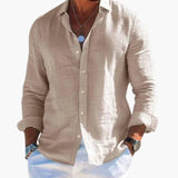 Men's shirt with classic collar and long sleeves